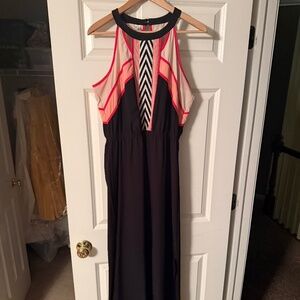 Black pink long dress
